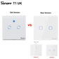 T1 Smart Wifi RF / APP / Touch Control Wall Light Switch 1 /2 /3 Gang 86 Type UK Panel Wall Touch Light Switch Smart Home