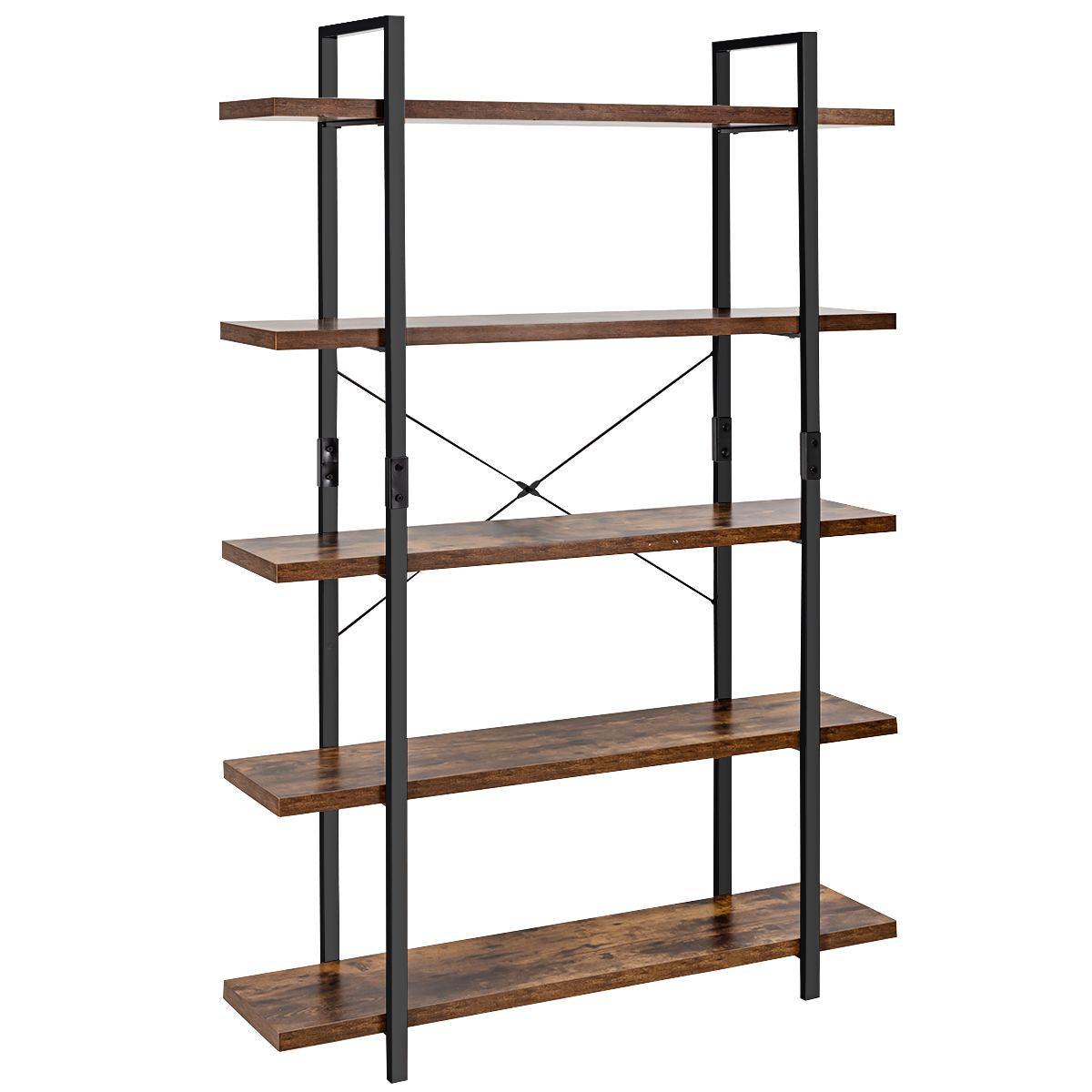 5-Tier Industrial Bookshelf with Anti-Toppling Device