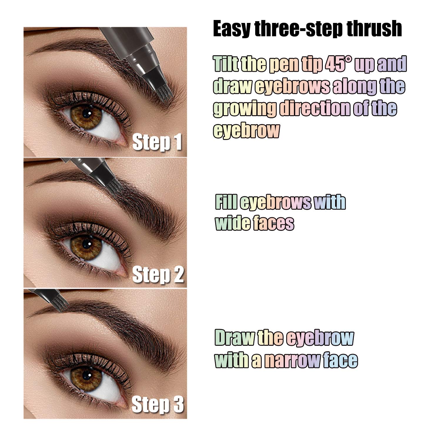 Bulbusbow Waterproof Long-Lasting Microblading Eyebrow Pen | Best Eyebrow Pen for Natural, Defined Brows | Micro-Fork Tip Applicator