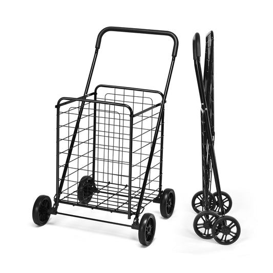 Heavy Duty Folding Shopping Cart with 83L Metal Basket