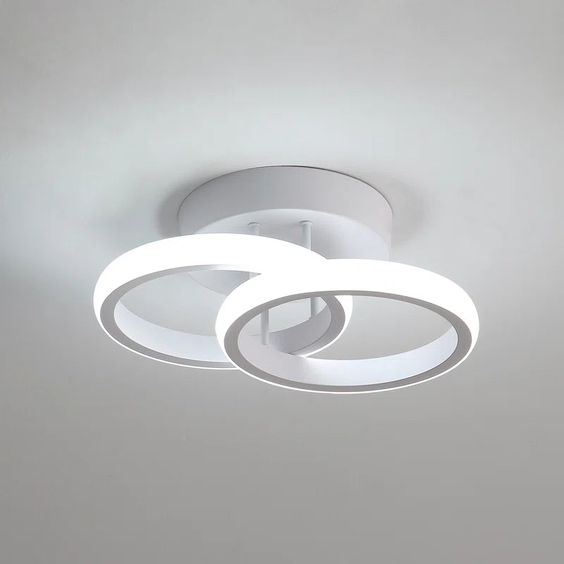 Verbrande Double-Rings Light 25Cm LED Integrated Semi Flush Mount