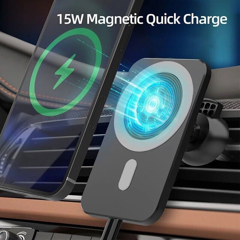 Magnetic Wireless Car Charger Mount Holder Fr Iphone Magsafe 15 14 13 12 Pro Max