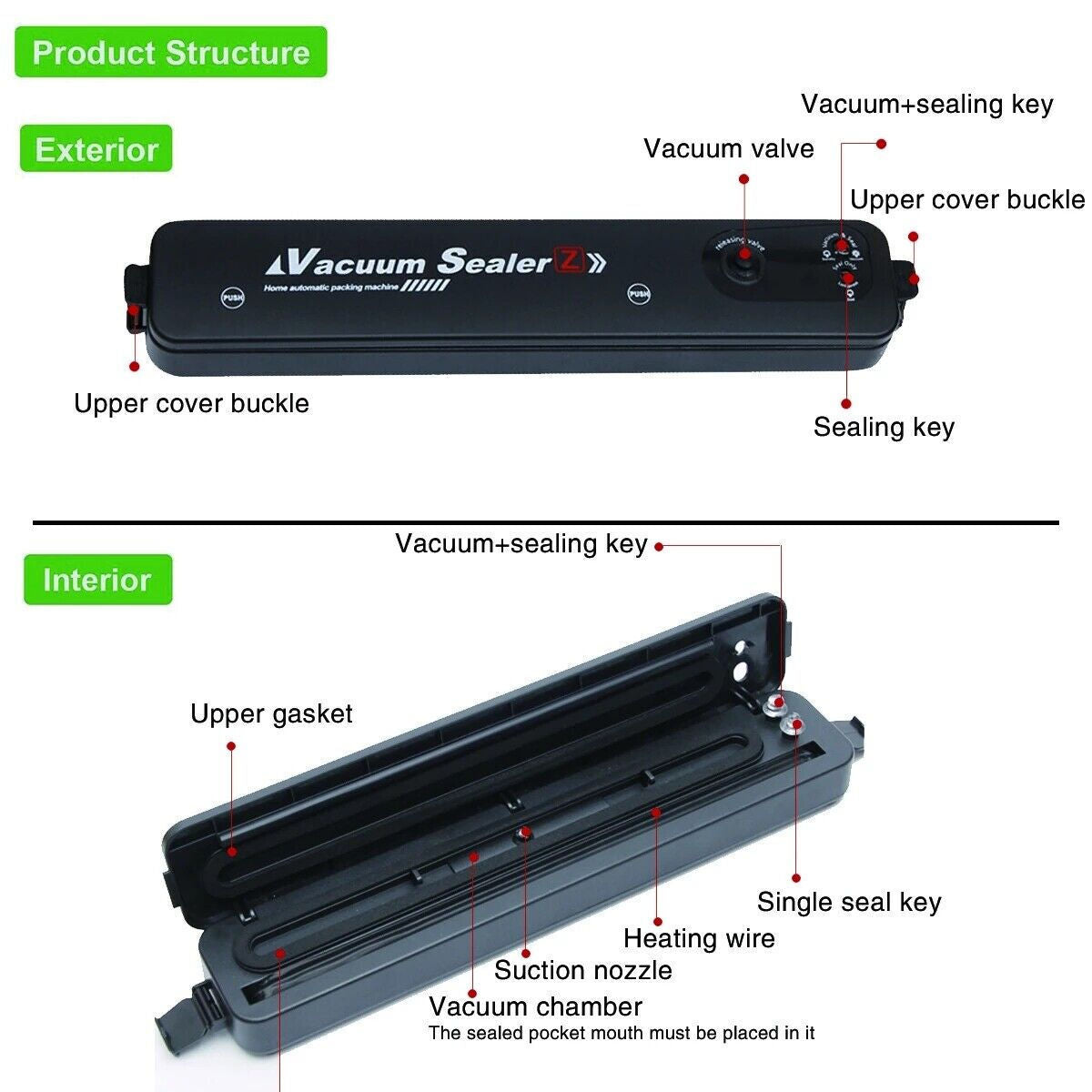 Vacuum Food Sealer Machine Automatic Packing Machine Vacuum Sealer Dry/Wet+60Bag