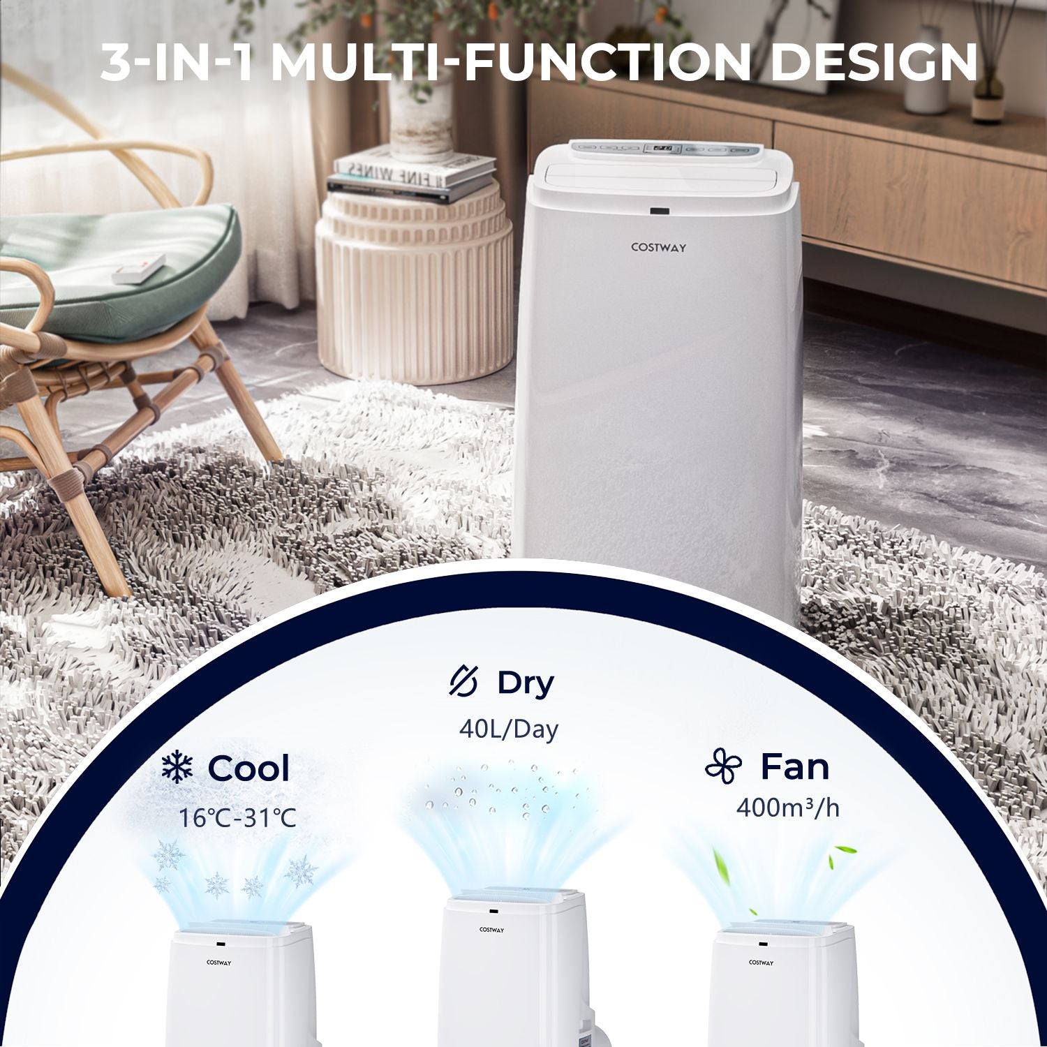 9000/12000 BTU Portable Air Conditioner with Remote Control