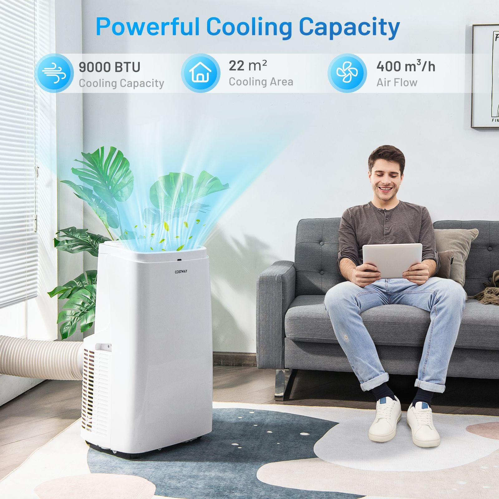 9000/12000 BTU Portable Air Conditioner with Remote Control