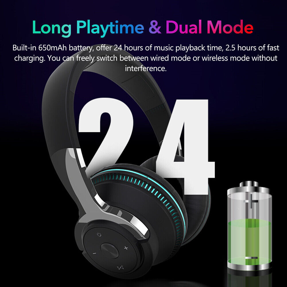 Over Ear Bluetooth Headphones Headsets Foldable Earphones for Iphone Android