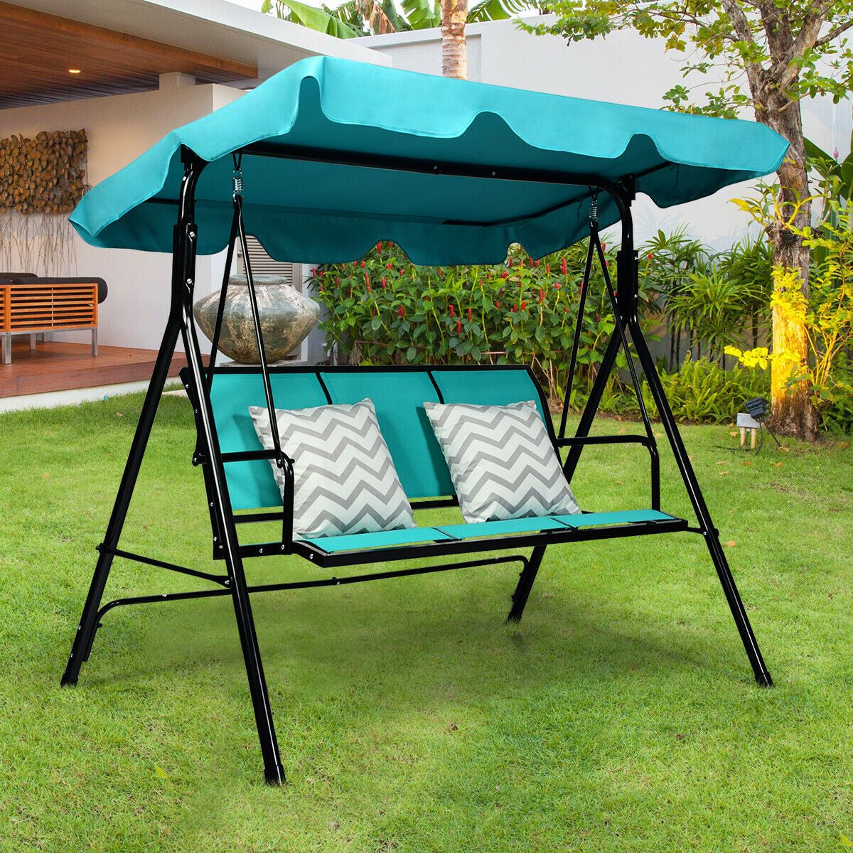 3 Seater Garden Swing Chair with Adjustable Canopy