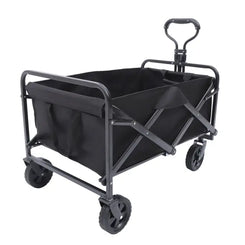 Collapsible Trolley Garden Beach Cart Utility Outdoor Camping Eavy Duty Wagon 4 Wheels Black