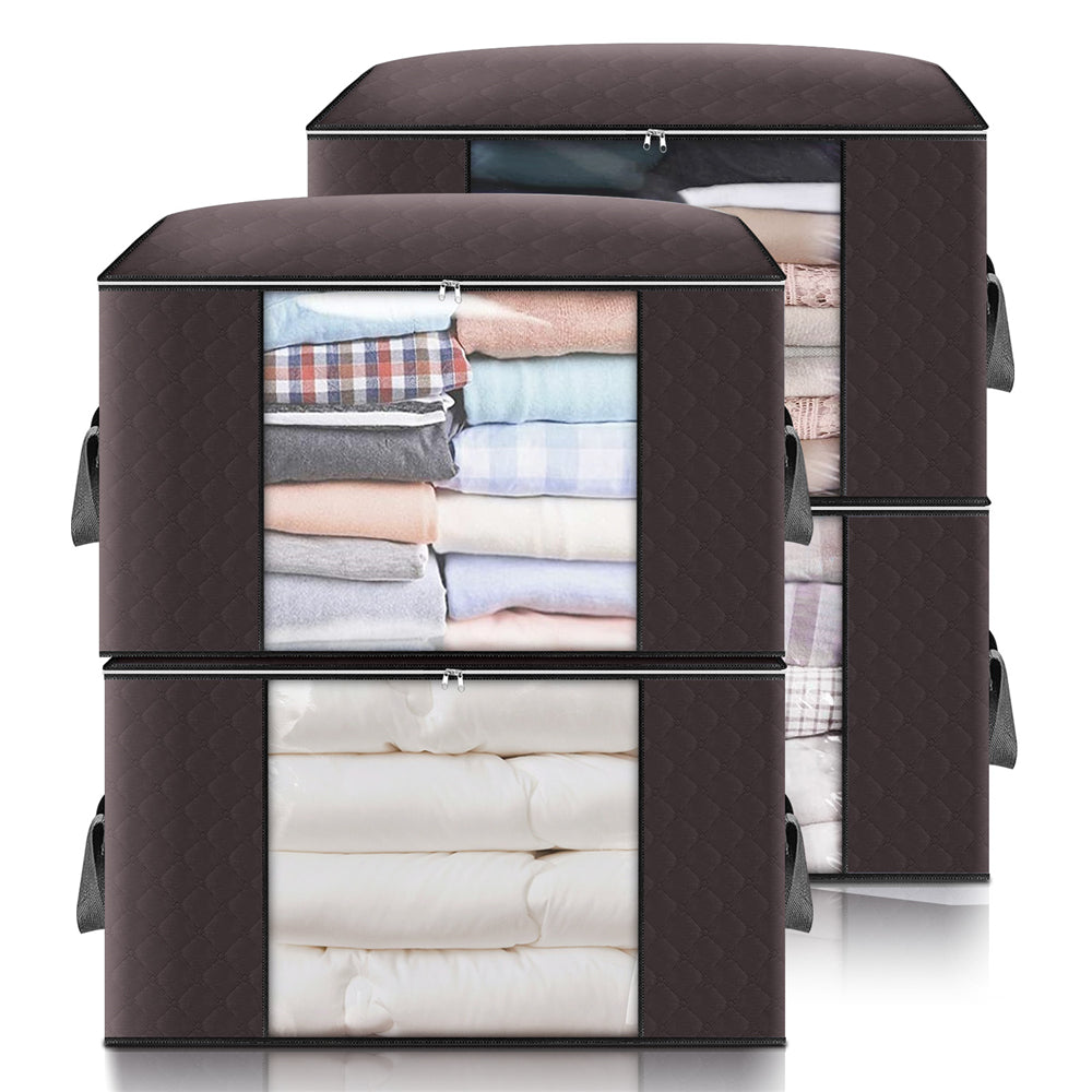 KING DO WAY 4 Pcs Clothes Storage Bags Ziped Underbed Wardrobe Closet Boxes Closet Organizer Home Outdoor Travel