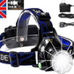 T6 Headlamp Rechargeable 350000LM LED Zoom Headlight Head Torch USB Line New UK