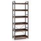 Tall 6-Tier Bookshelf with Open Shelves and 4 Hooks