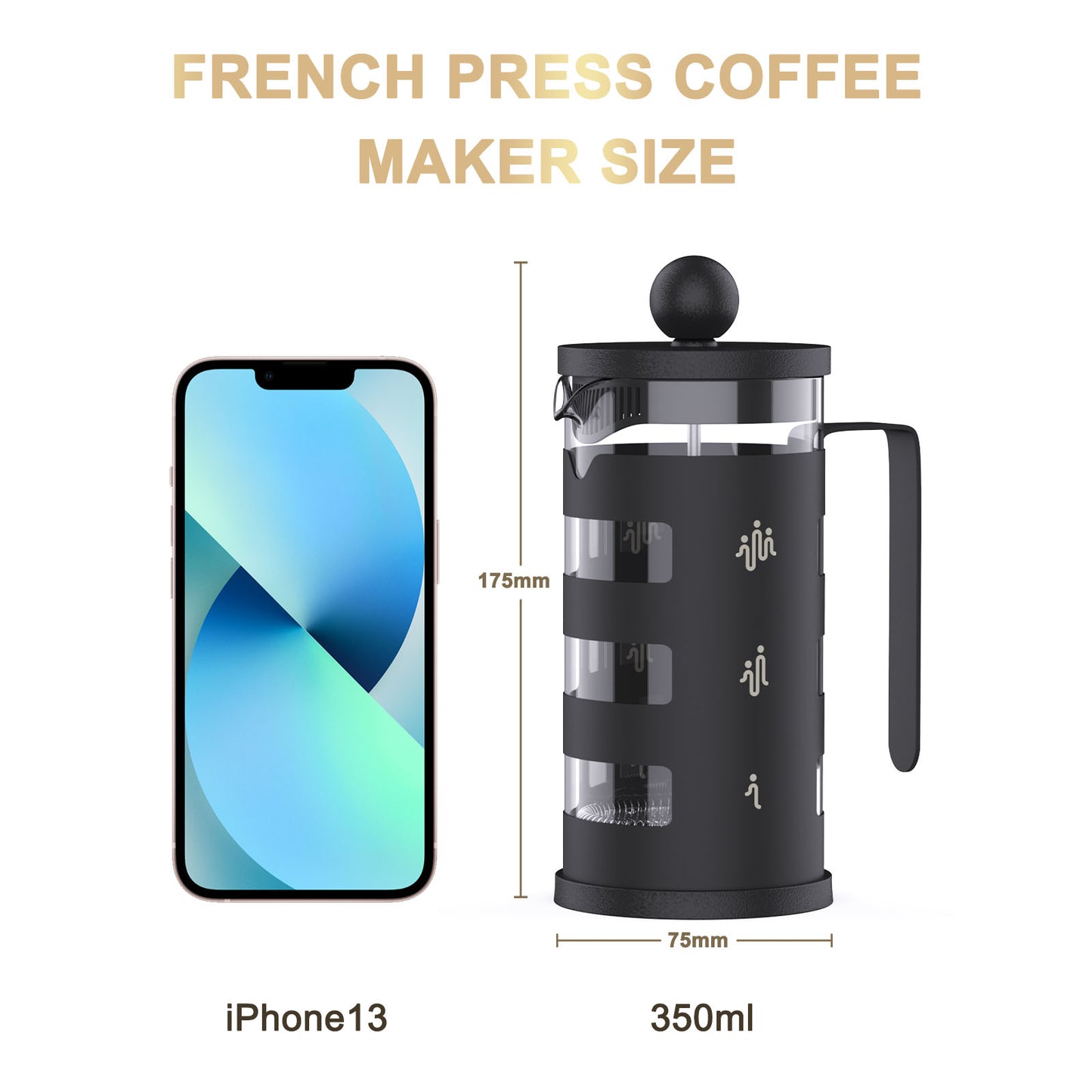 RAINBEAN French Press Coffee Maker Easy Cleaning Cafeteria, Heat Resistant Borosilicate Glass