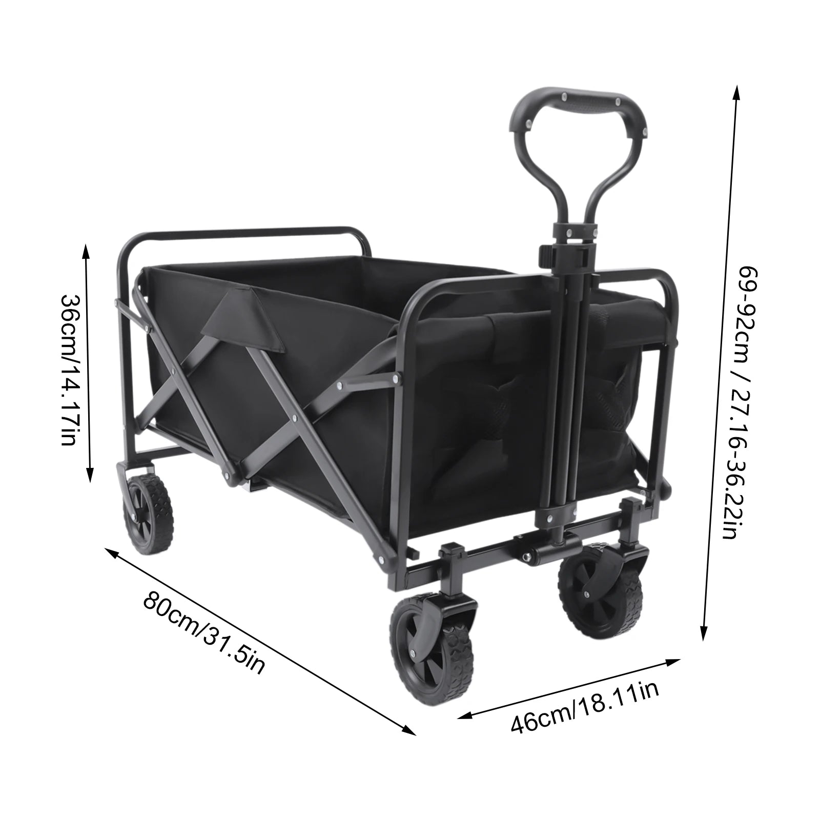 Cart Collapsible Folding Heavy Duty Trolley Utility Beach Wagon Outdoor Garden Rubber Wheel Folding Wagon Cart for Outdoor