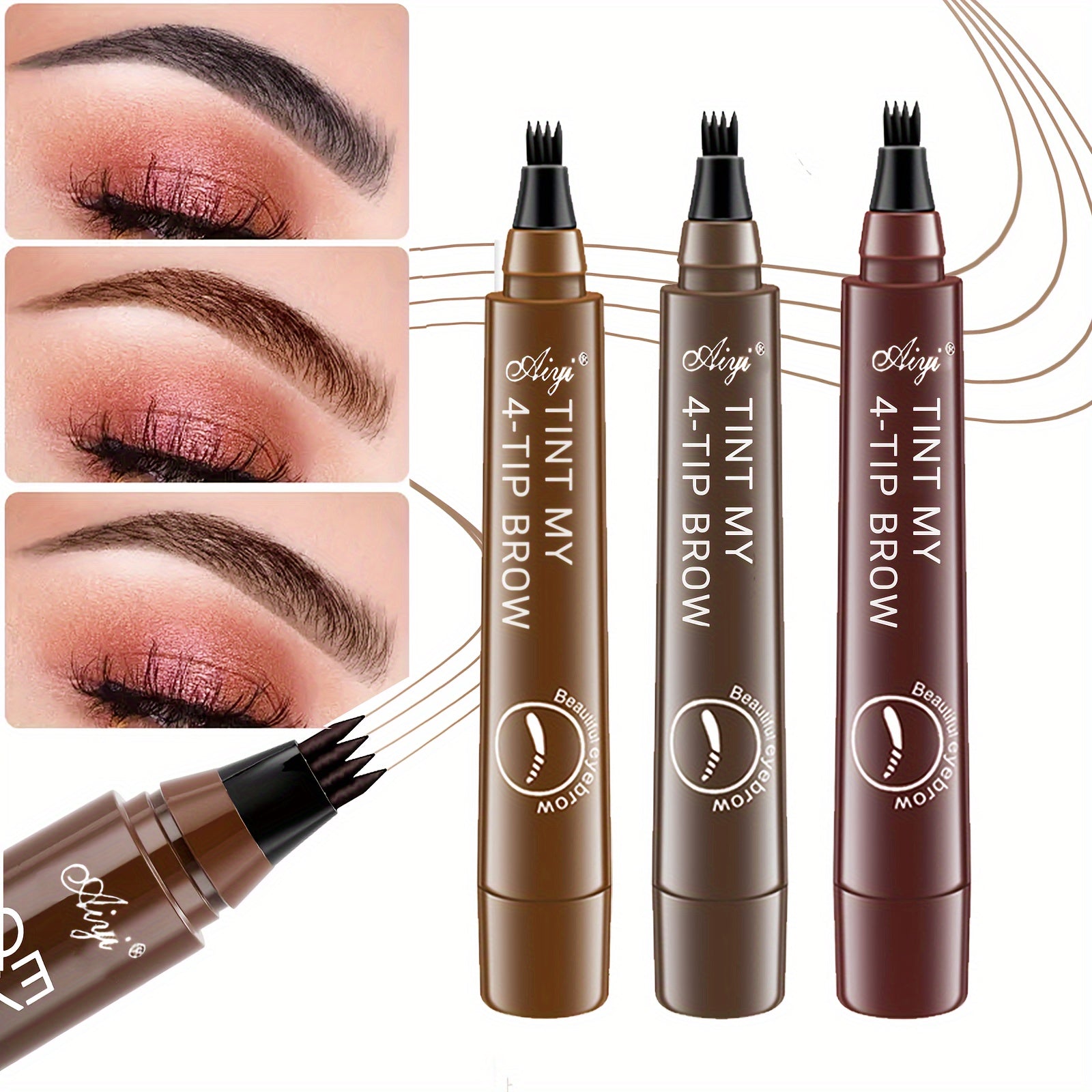 Waterproof Long-Lasting Microblading Eyebrow Pen - Creates Natural, Defined Brows With Micro-Fork Tip Applicator - Perfect Gift For Women With All Skin Types A Wild Eyebrow Easy To Use Easy And Fast Eyebrow Brush