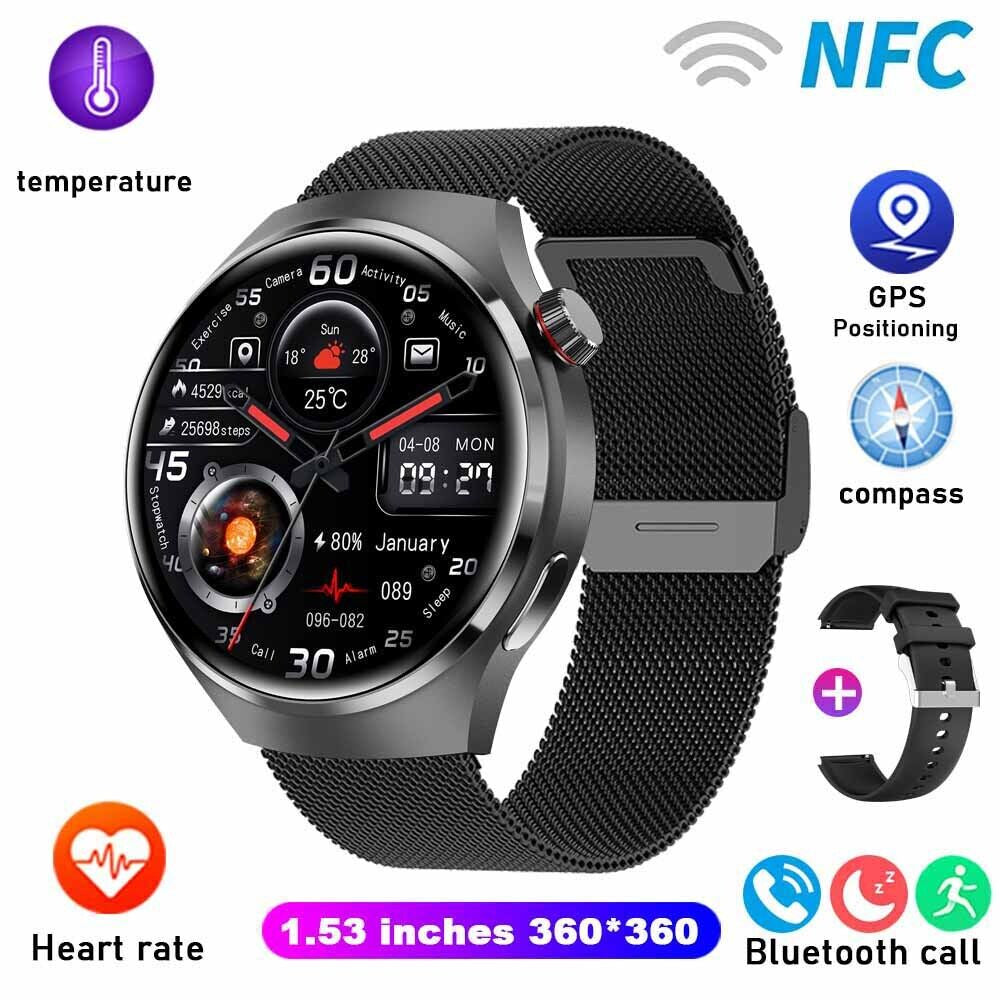 Waterproof GT4 PRO Smart Watch NFC GPS Tracker Bluetooth Call Men Sport Watches