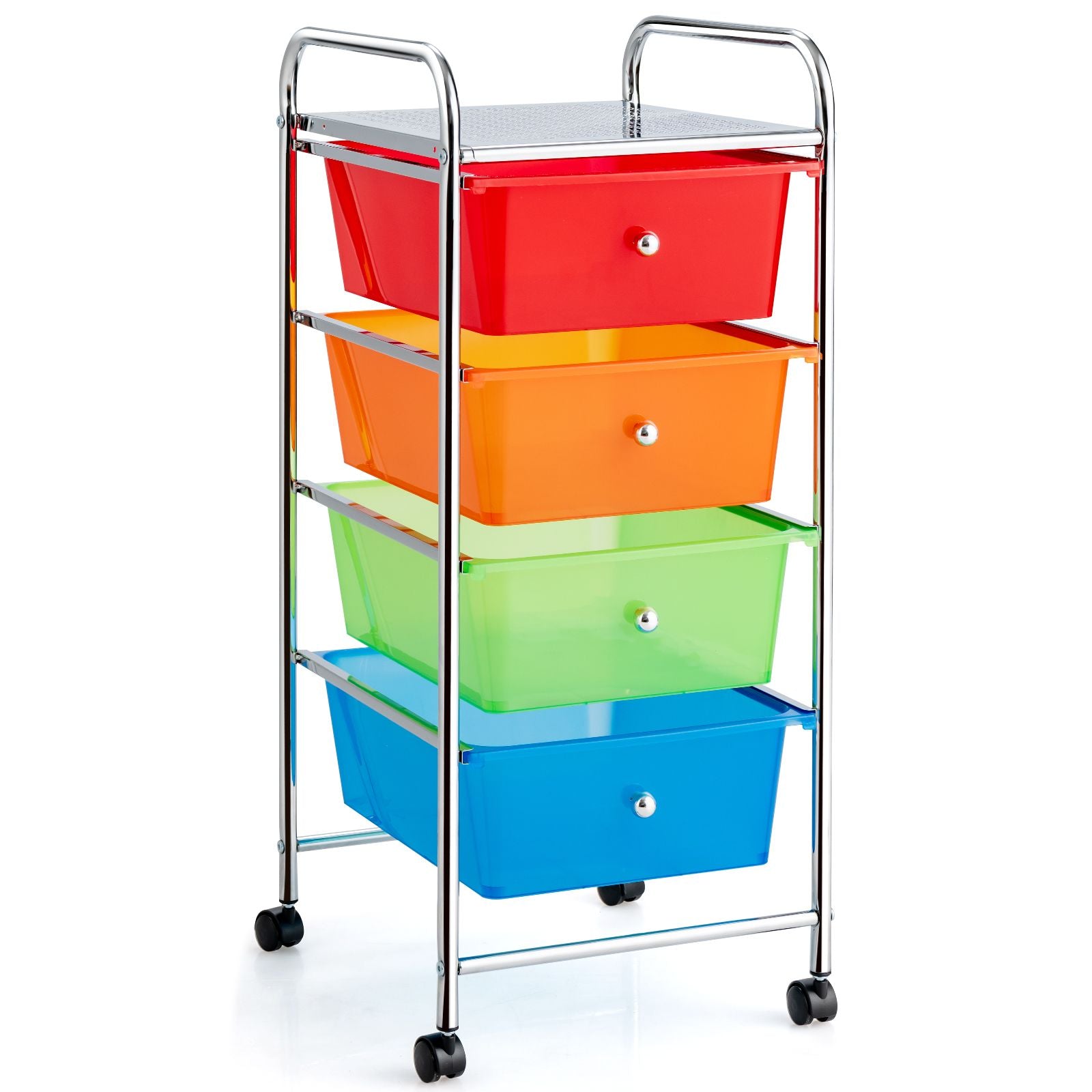 Mobile Storage Trolley on Wheels with 4 Removable Plastic Drawers