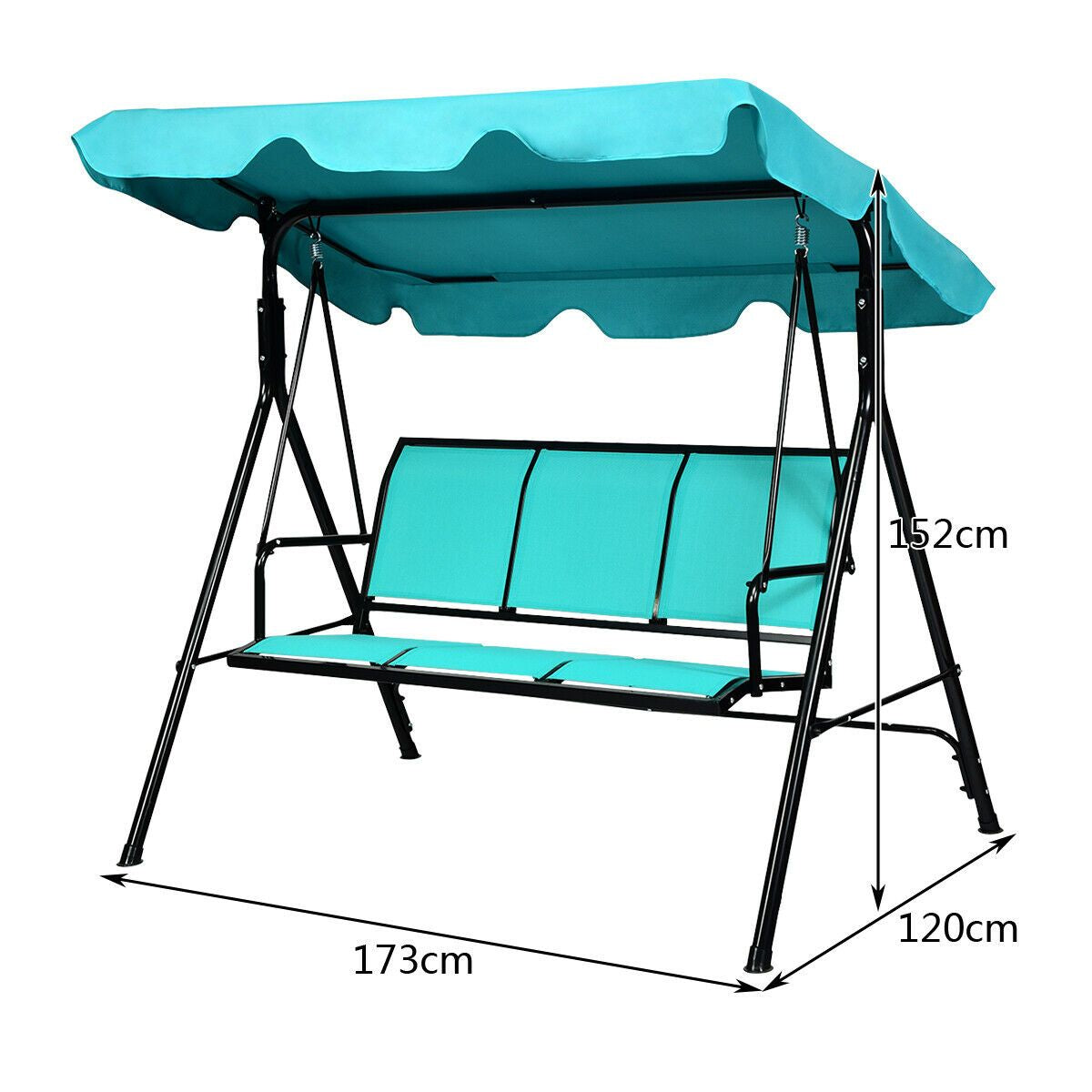 3 Seater Garden Swing Chair with Adjustable Canopy