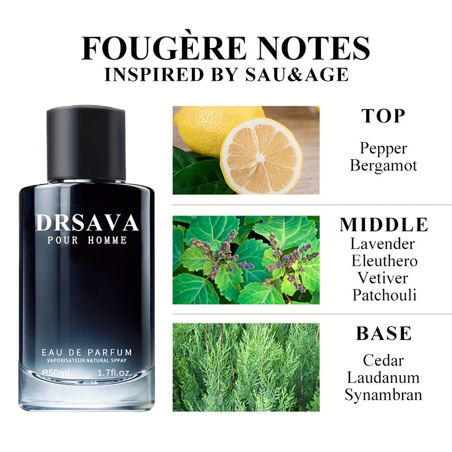 50ml Eau De Parfum For Men, Refreshing And Long Lasting Fragrance With Fougere Notes, Cologne Perfume For Dating And Daily Life, A Perfect Gift For Men Father's Day Gift