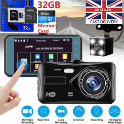 Car Dash Cam Front and Rear Camera HD 1080P Nightvision with 32GB SD Memory Card