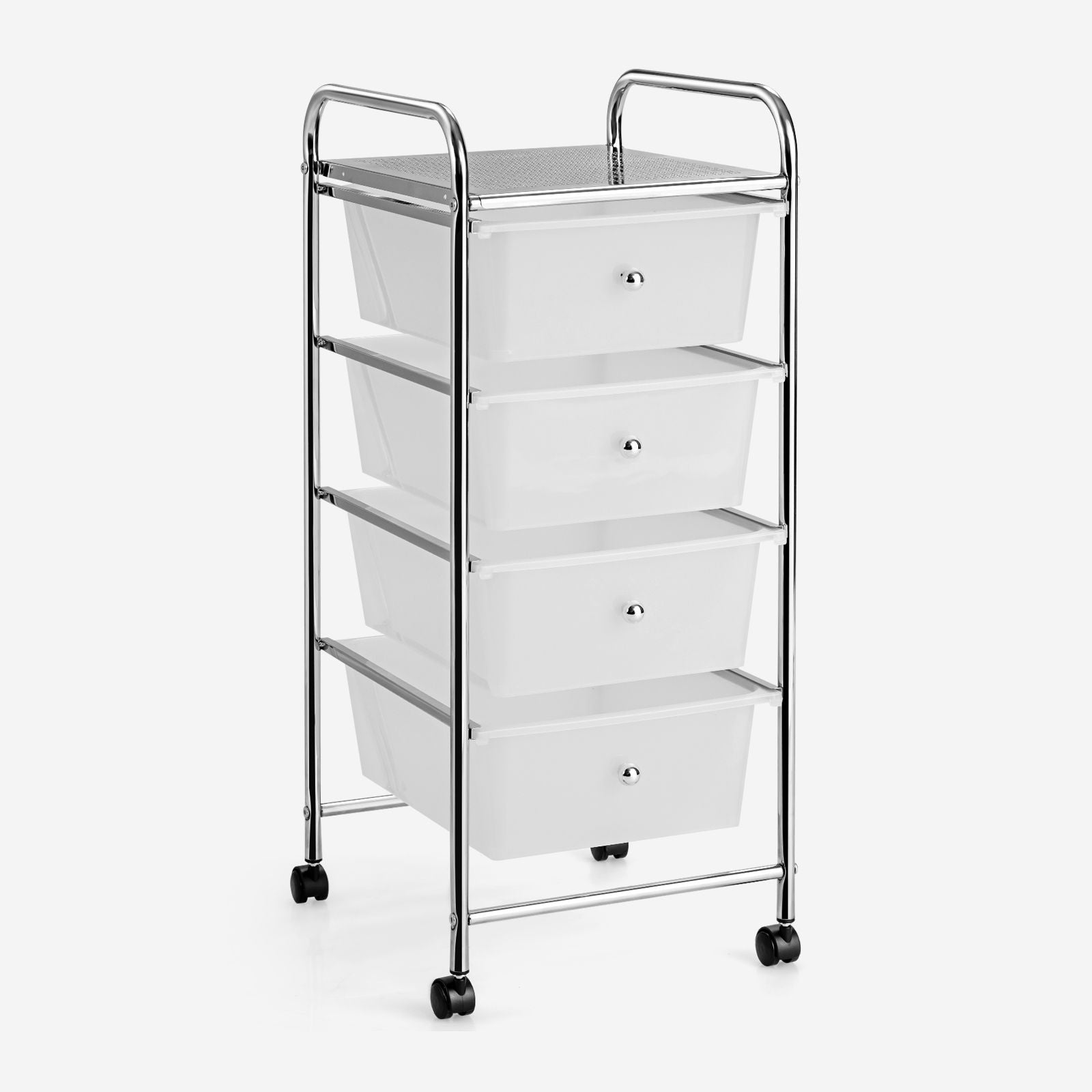 Mobile Storage Trolley on Wheels with 4 Removable Plastic Drawers