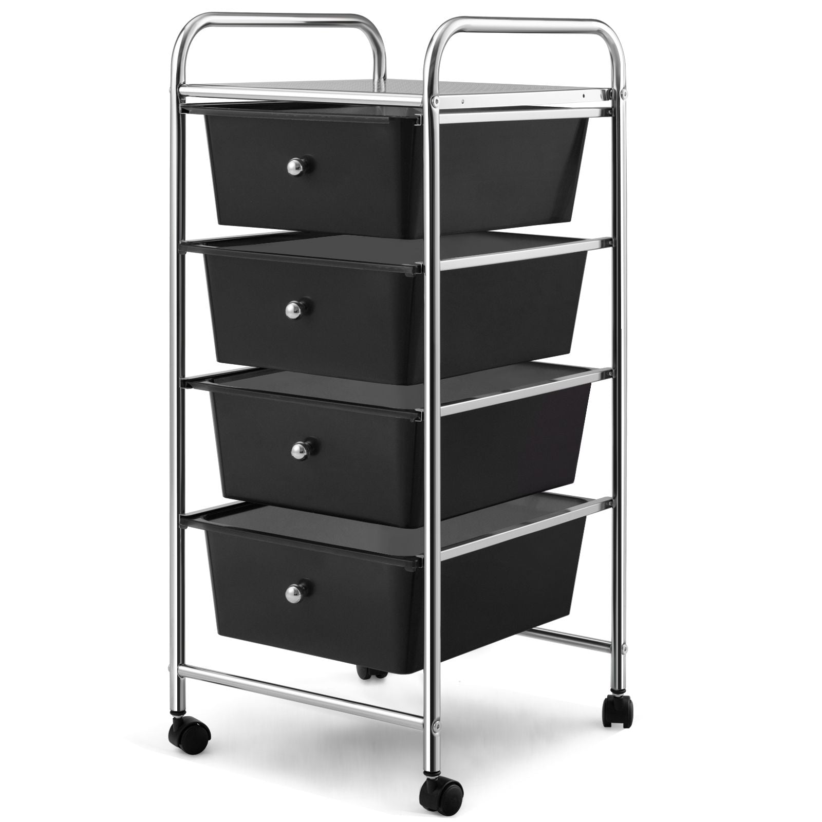 Mobile Storage Trolley on Wheels with 4 Removable Plastic Drawers