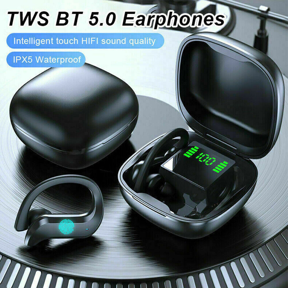 TWS Wireless Bluetooth Earphones Headphones Sports Ear Hook Running Bass Earbuds