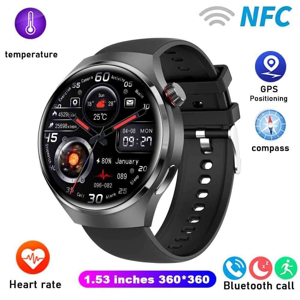 Waterproof GT4 PRO Smart Watch NFC GPS Tracker Bluetooth Call Men Sport Watches