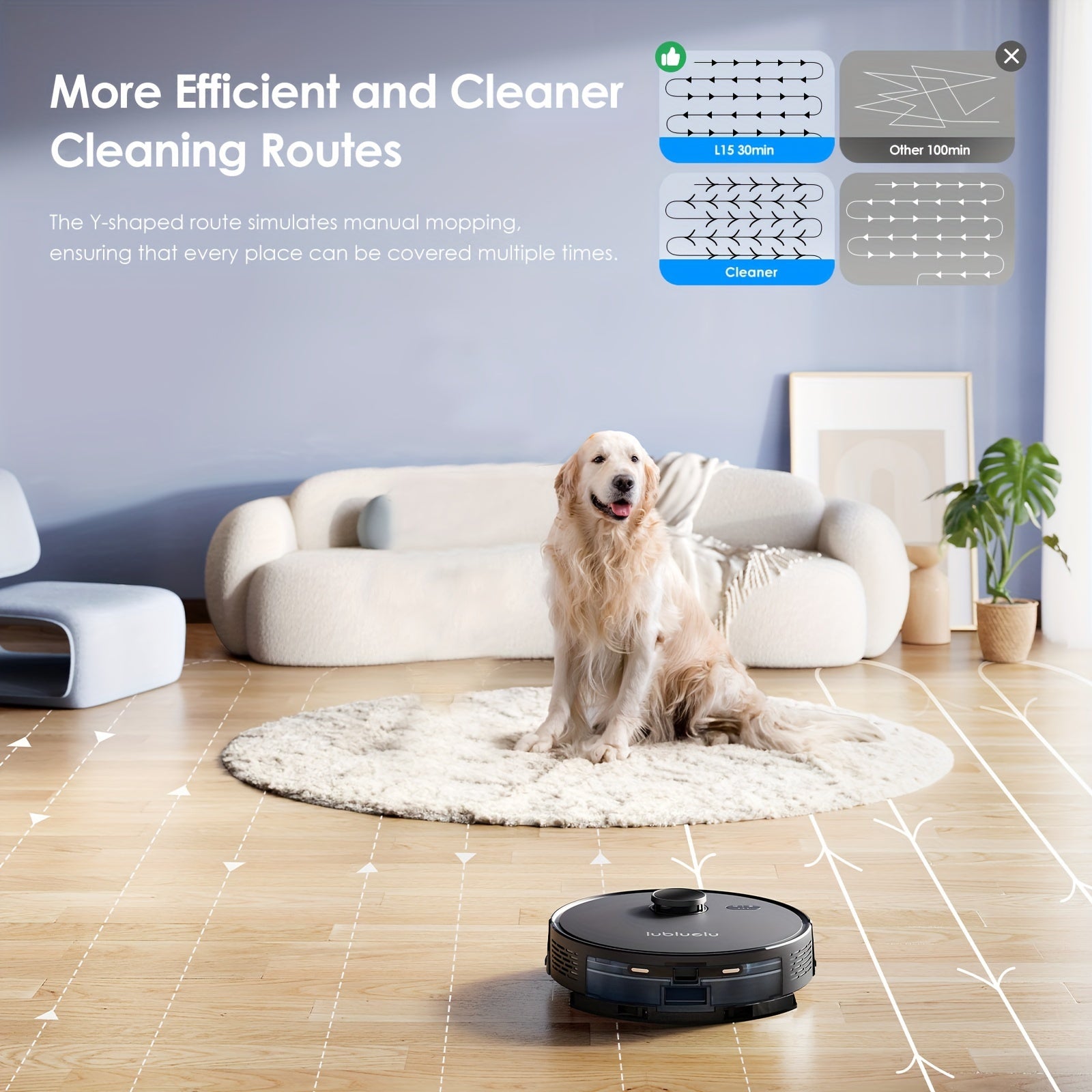 Lubluelu 15 Robot Vacuum And Mop Combo 5000Pa, Auto-Charging, 5 Maps, 30 No-go Zones, 3 In 1 Robot Vacuum Cleaner For Pet Hair Carpet Hard Floor