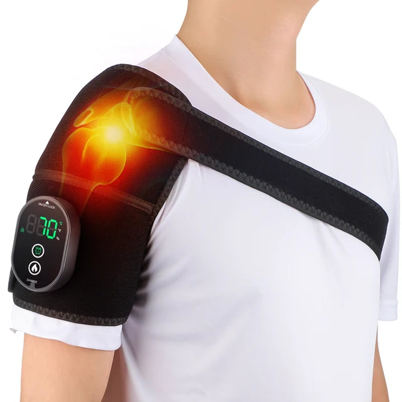 Electric Shoulder Massager Heating Vibration Massage Belt Hot Compress Knee Pads Shoulder Elbow Brace Rechargeable