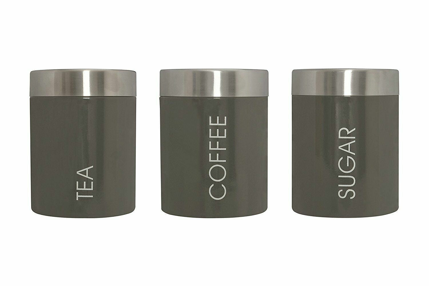 Set of 3 Tea Coffee Sugar Kitchen Storage Canisters Jars Pots Containers Tins