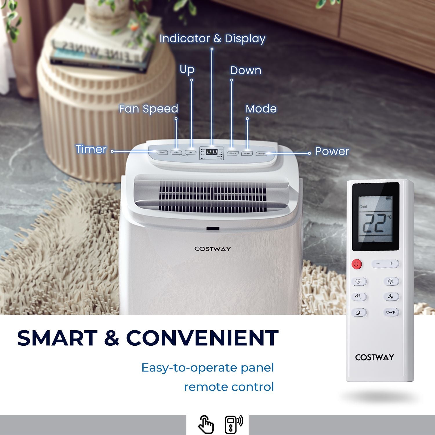 9000/12000 BTU Portable Air Conditioner with Remote Control