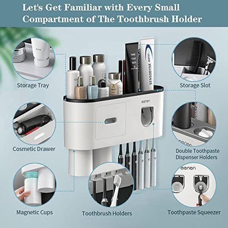 Toothbrush Holders Wall Mounted, Toothbrush Holder with Double