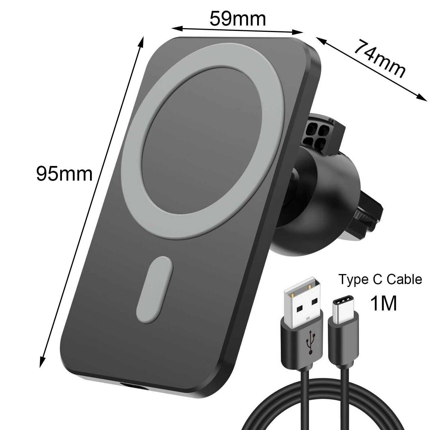 Magnetic Wireless Car Charger Mount Holder Fr Iphone Magsafe 15 14 13 12 Pro Max