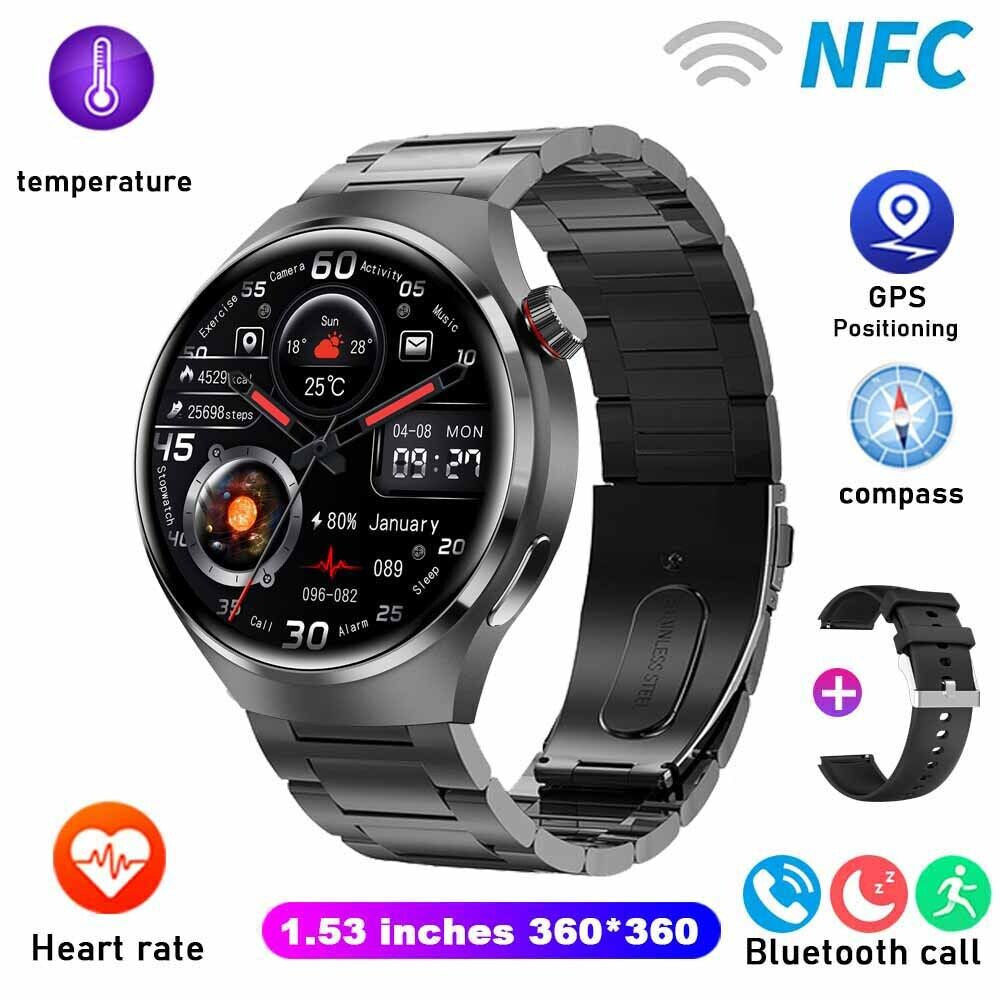 Waterproof GT4 PRO Smart Watch NFC GPS Tracker Bluetooth Call Men Sport Watches