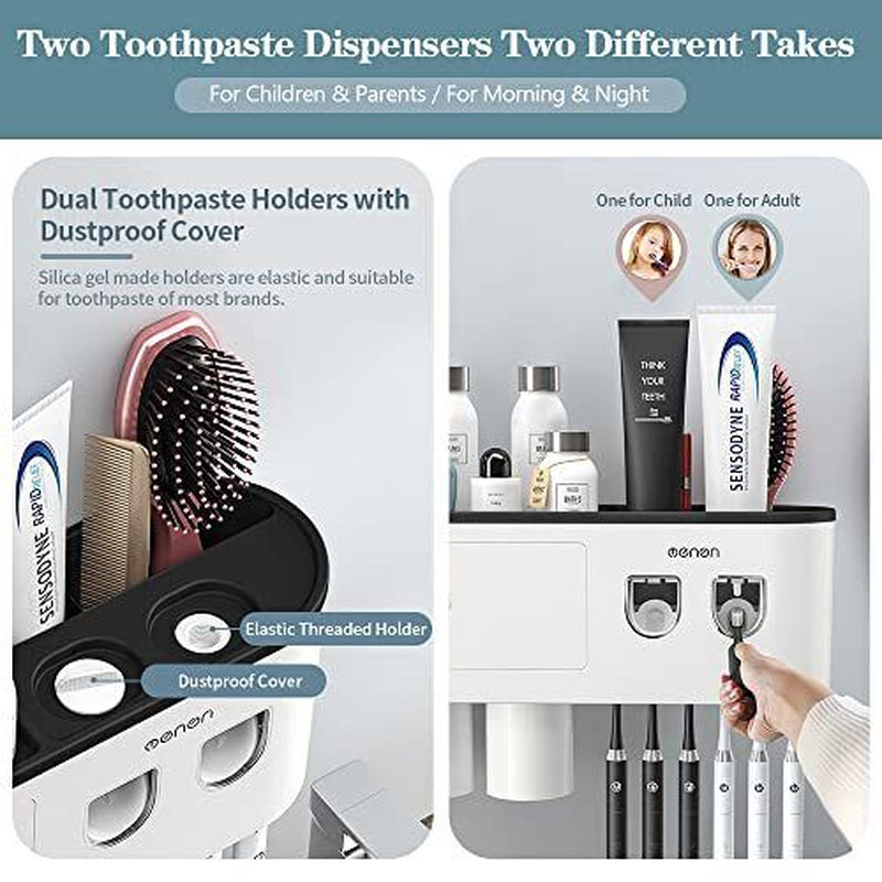 Toothbrush Holders Wall Mounted, Toothbrush Holder with Double