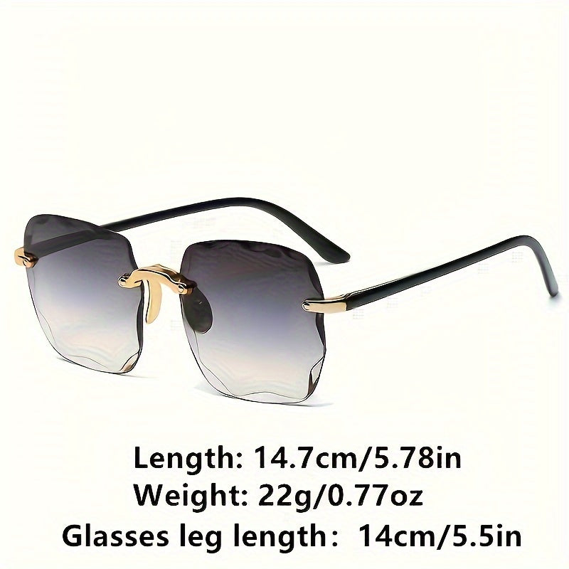 Square Rimless Fashion Fashion GlassesFor Women Men Summer Gradient Sun Shades For Vacation Beach Travel (Not Include Glasses Case)