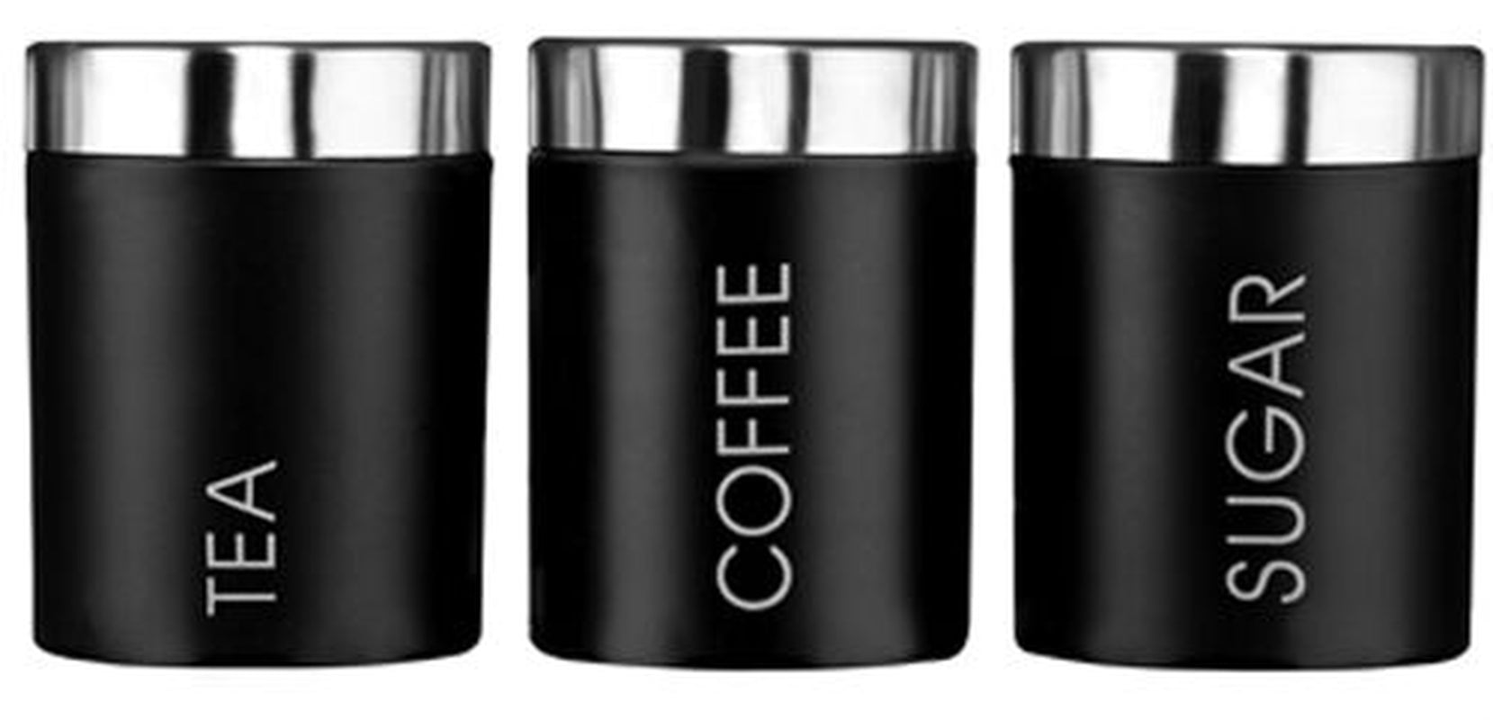 Set of 3 Tea Coffee Sugar Kitchen Storage Canisters Jars Pots Containers Tins