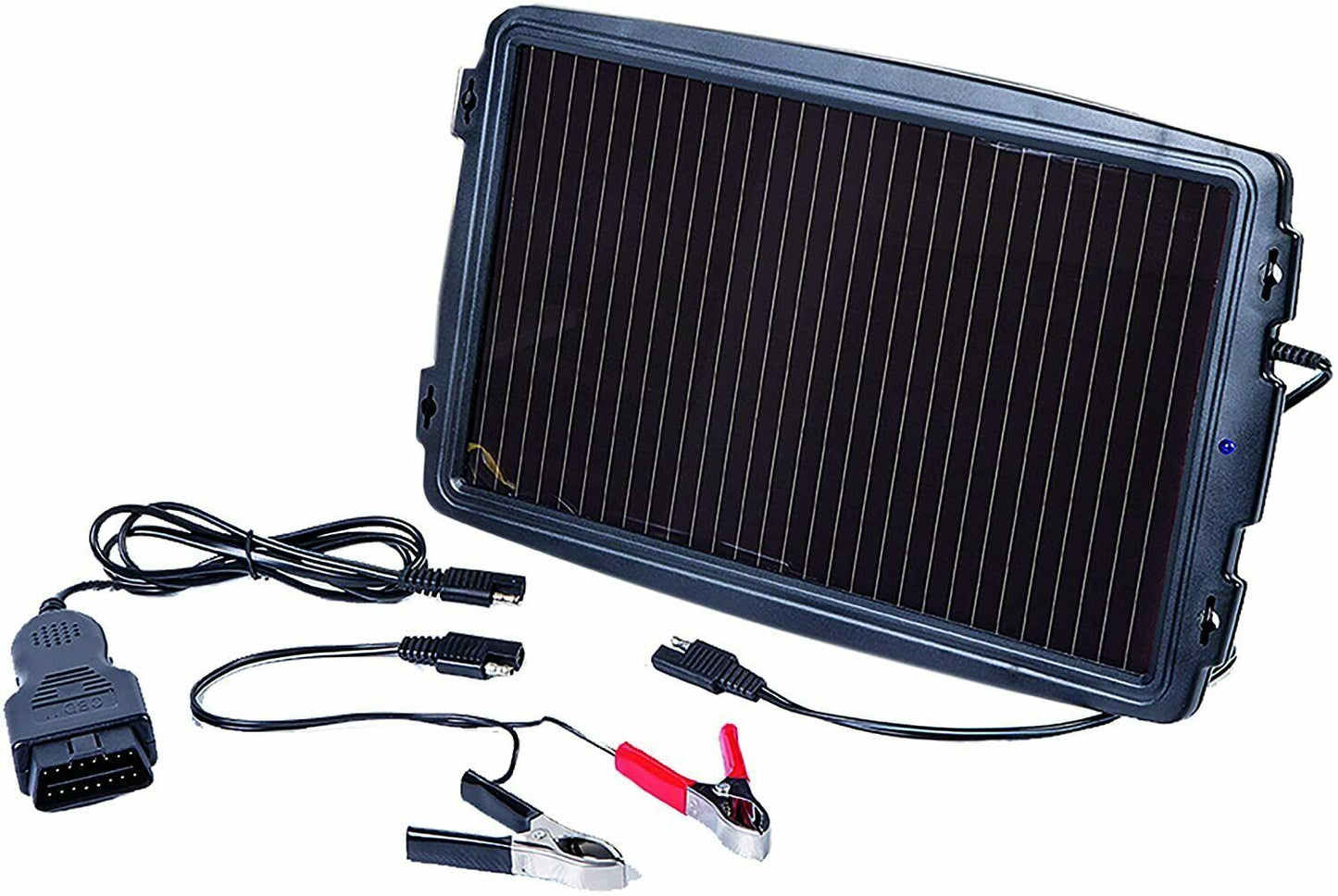 AA Solar-Powered Car & Caravan Battery Charger with Direct Connection Clips, 12V