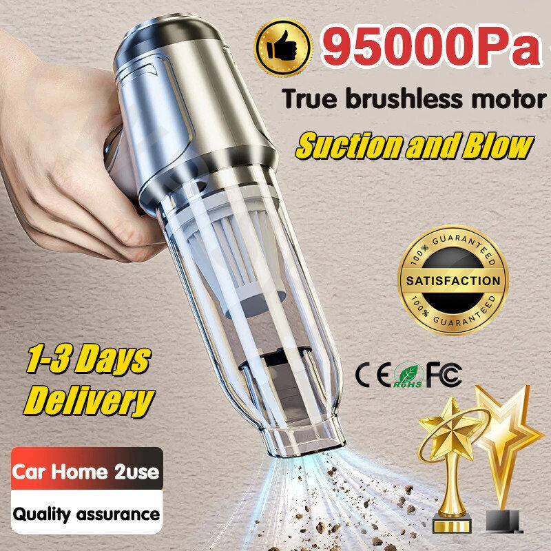 Powerful Car Vacuum Cleaner Wet/Dry Cordless Strong Suction Handheld Cleaning-