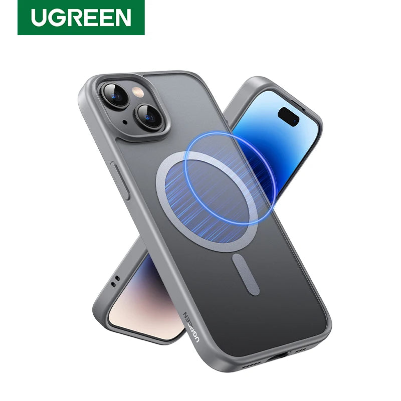 جراب مغناطيسي غير لامع من UGREEN لهاتف iPhone 15 Pro Max جراب مقاوم للصدمات لهاتف iPhone 16 Pro Plus 15pro لحافظة Magsafe Macsafe