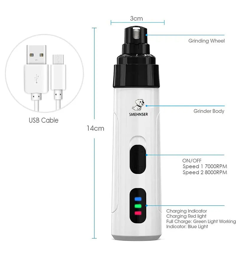 Rechargeable USB Charging Pet Dog Nail Grinders Trimmer Clippers Electric Dog Cat Paws Grooming Trimmer Hair Paw Shaver Tools