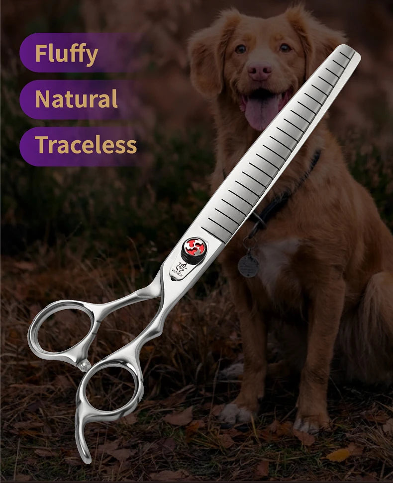 Fenice Professional JP440C 7/7.5 inch Pet Fluffy Thinning Grooming Scissors Straight Dog Scissors Thinner Shears  Rate 80%