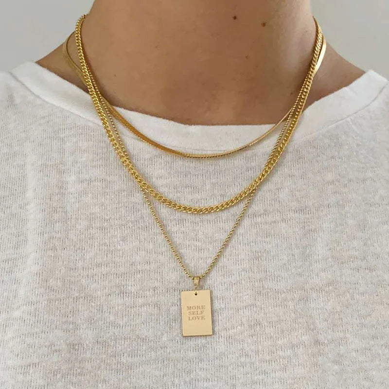 Bulbusbow E.B.belle Stylish Hip Hop Personal Engraved Letter Square Pendant Necklace