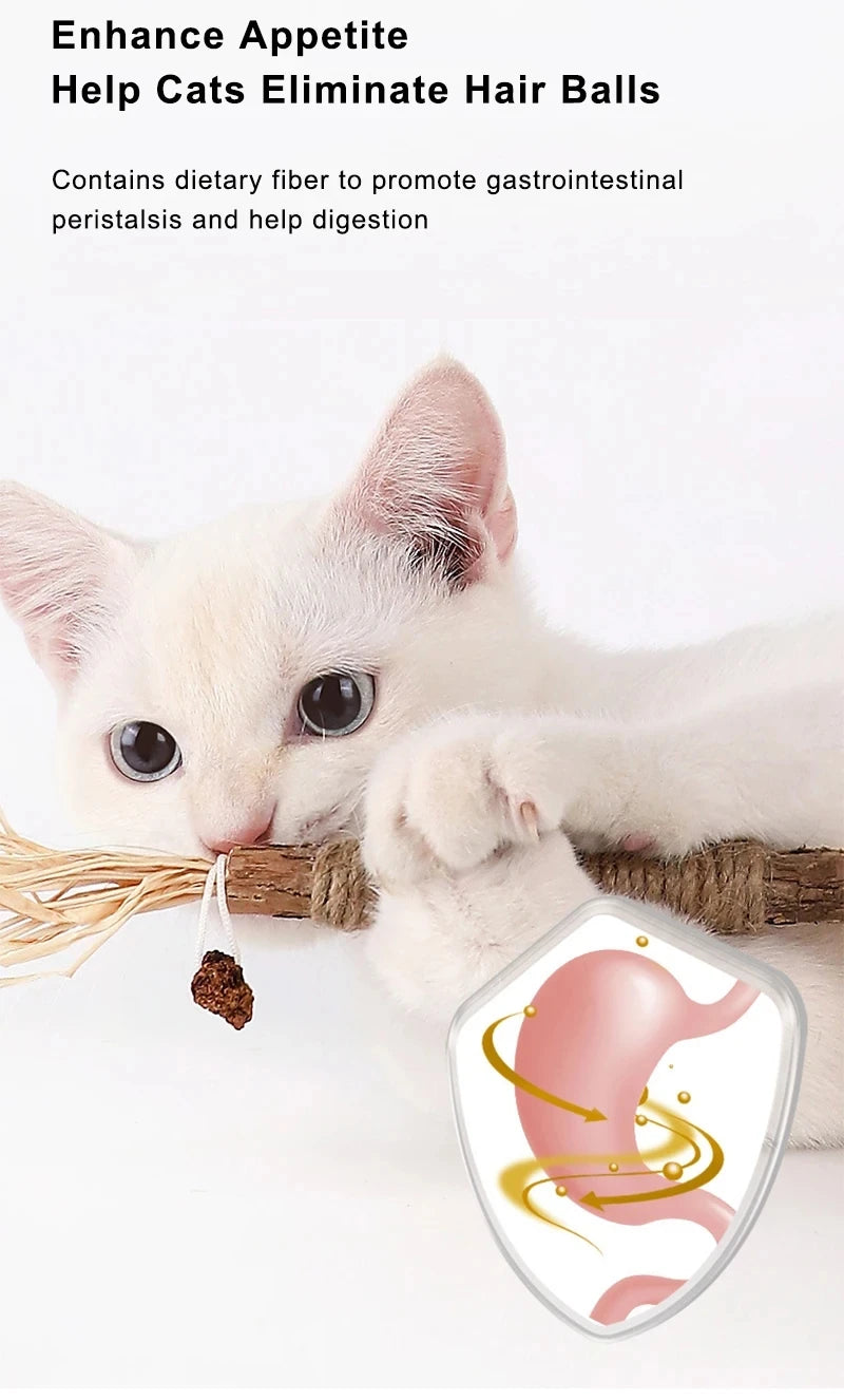 1 Pc Cat Toys Silvervine Chew Stick Polygonum Kitty Raffia Grass Pet Supplies Cleaning Teeth Stick Pet Bite Cat Toy Hemp Rope