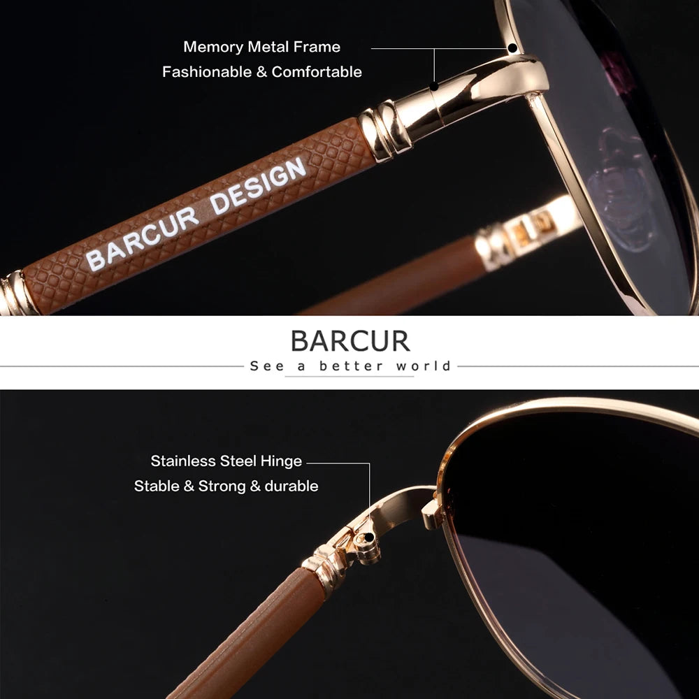 BARCUR Design Titanium Alloy Sunglasses Polarized Men's Sun Glasses Women Pilot Gradient Eyewear Mirror Shades Oculos De Sol