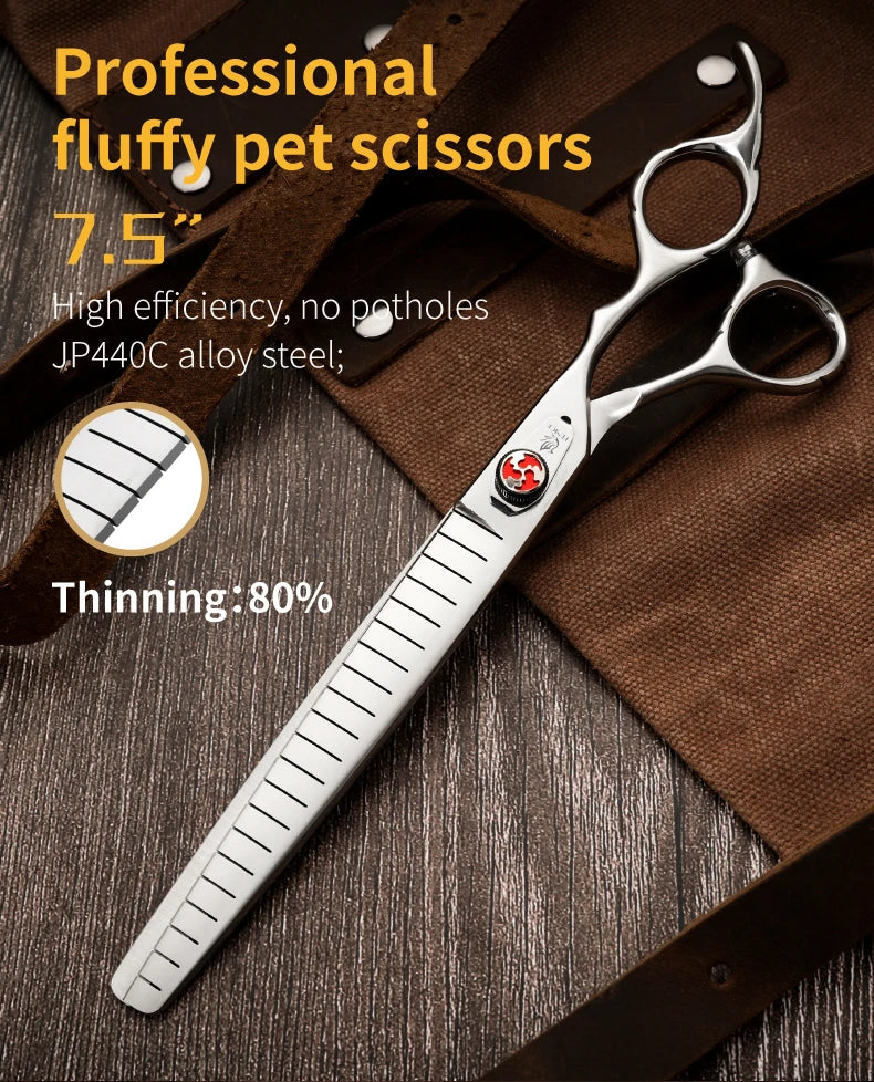 Fenice Professional JP440C 7/7.5 inch Pet Fluffy Thinning Grooming Scissors Straight Dog Scissors Thinner Shears  Rate 80%