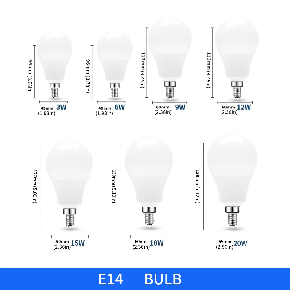 6pcs LED Bulb Lamps AC220V  E27 E14 3W 6W 9W 12W 15W 18W 20W  Lampada  Bombilla  Living  Room For Home Luminair