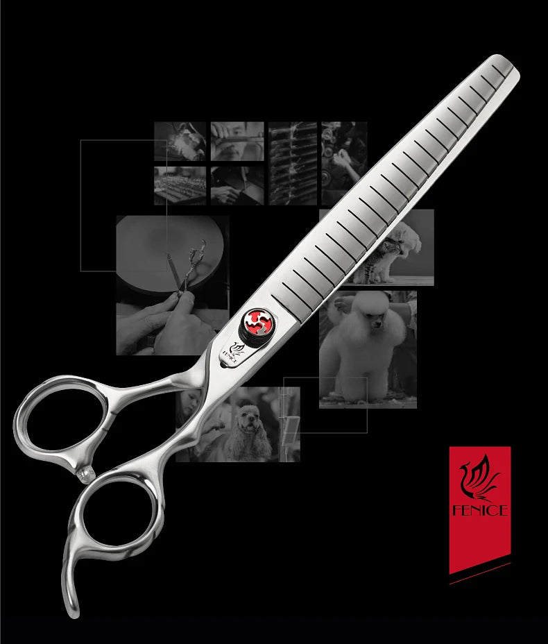 Fenice Professional JP440C 7/7.5 inch Pet Fluffy Thinning Grooming Scissors Straight Dog Scissors Thinner Shears  Rate 80%