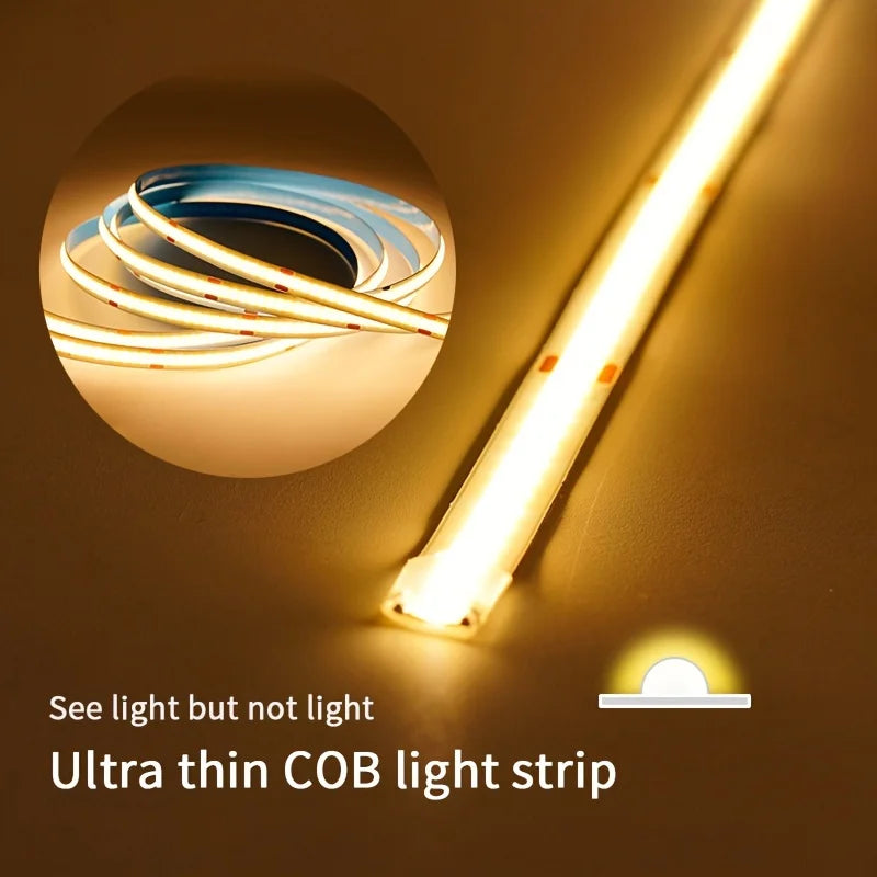 LED COB Light Strip Touch Dimmer Flexible Diode Tape 5V USB Linear Indoor Lighting Lamp Room DIY TV Mirror Backlight Wall Decor