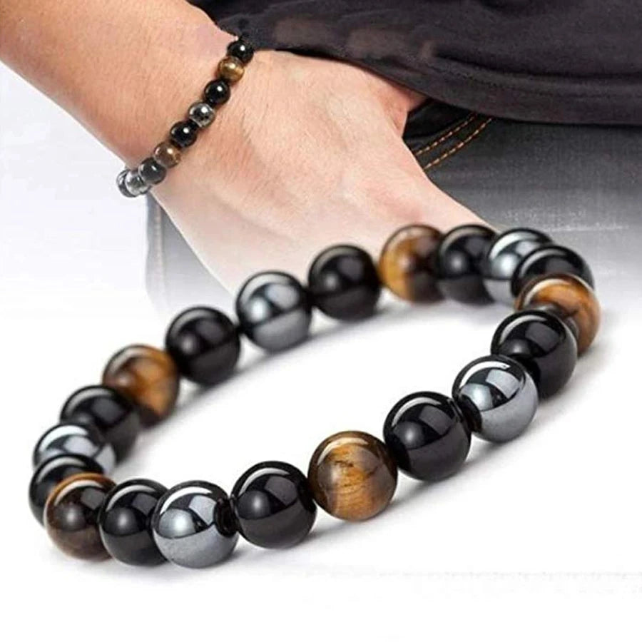 1 Natural Black Obsidian Hematite Tiger Eye Bead Bracelet For Men Magnetic Health Protection For Women Soul Jewelry